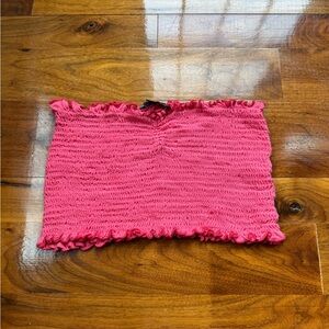 Timing Red Smocked Tube Top